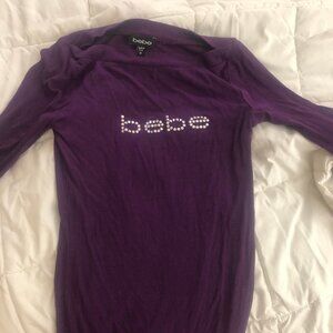 Purple Bebe shirt, stretchy, size medium